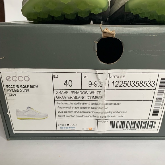 NEW ECCO Women’s Golf BIOM Hybrid 2 Lite - size EU40 Gravel/Shadow White - Picture 2 of 7